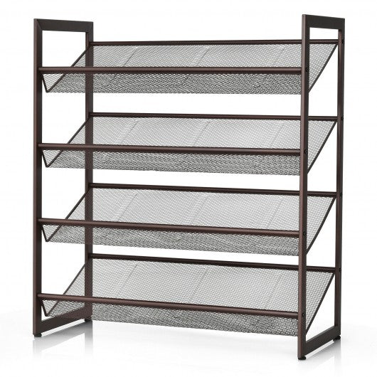 Max Houser 4-Tier Shoe Rack, Fabric Shoe Shelf for Entryway Closet Bedroom.