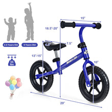 Load image into Gallery viewer, Kids No Pedal Balance Bike with Adjustable Handlebar and Seat-Blue
