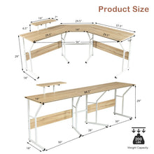 Load image into Gallery viewer, 88.5 Inch L Shaped Reversible Computer Desk Table with Monitor Stand-Oak
