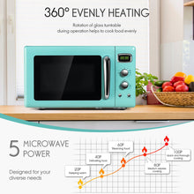 Load image into Gallery viewer, 0.9 Cu.ft Retro Countertop Compact Microwave Oven-Green
