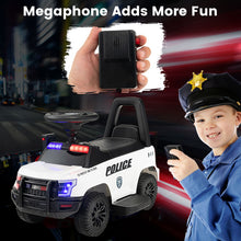 Load image into Gallery viewer, 6V Kids Ride On Police Car with Real Megaphone and Siren Flashing Lights-White
