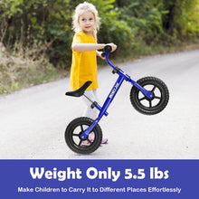 Load image into Gallery viewer, Kids No Pedal Balance Bike with Adjustable Handlebar and Seat-Blue
