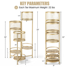 Load image into Gallery viewer, 6-Tier Metal Plant Stand with Folding Rotatable Frame for Balcony Garden-Golden
