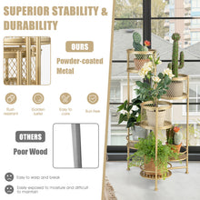 Load image into Gallery viewer, 6-Tier Metal Plant Stand with Folding Rotatable Frame for Balcony Garden-Golden
