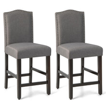 Load image into Gallery viewer, 2 Pcs Fabric Nail Head Counter Height Dining Side Chairs Set-Gray
