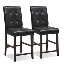 Load image into Gallery viewer, Set of 2 Bar Stools with Rubber Wood Legs and Button-Tufted Back
