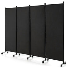 Load image into Gallery viewer, 4-Panel Folding Room Divider 6 Feet Rolling Privacy Screen with Lockable Wheels-Black
