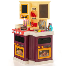 Load image into Gallery viewer, 67 Pieces Kid&#39;s Kitchen Playset with Vapor and Boil Effects-Purple
