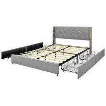 Load image into Gallery viewer, Full/Queen Size Upholstered Bed Frame with 4 Drawers-Silver-Full Size
