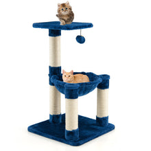 Load image into Gallery viewer, Multi-level Cat Tree with Scratching Posts and Cat Hammock-Blue
