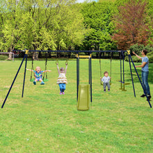 Load image into Gallery viewer, 7-in-1 Stable A-shaped Outdoor Swing Set for Backyard
