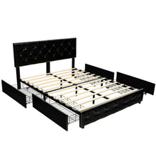 Load image into Gallery viewer, Full/Queen PU Leather Upholstered Platform Bed with 4 Drawers-Queen Size
