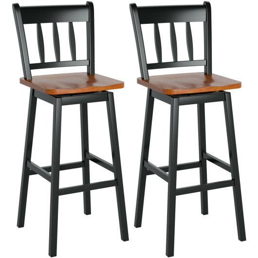 30.5 Inches Set of 2 Swivel Bar Stools with 360° Swiveling-Black