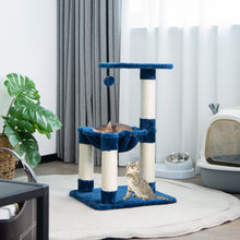 Load image into Gallery viewer, Multi-level Cat Tree with Scratching Posts and Cat Hammock-Blue
