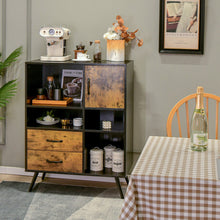 Load image into Gallery viewer, Industrial Buffet Sideboard Kitchen Cupboard with Cubbies Drawers-Rustic Brown
