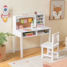 Load image into Gallery viewer, Kids Desk and Chair Set with Hutch and Bulletin Board for 3+ Kids-White
