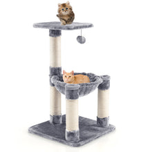 Load image into Gallery viewer, Multi-level Cat Tree with Scratching Posts and Cat Hammock-Gray
