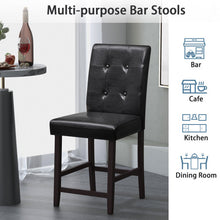 Load image into Gallery viewer, Set of 2 Bar Stools with Rubber Wood Legs and Button-Tufted Back
