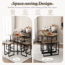 Load image into Gallery viewer, 5 Piece Square Space-saving Dining Table Set with 4 Stools
