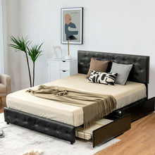 Load image into Gallery viewer, Full/Queen PU Leather Upholstered Platform Bed with 4 Drawers-Queen Size
