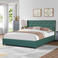 Load image into Gallery viewer, Full/Queen Size Upholstered Bed Frame with 4 Drawers-Green-Full Size
