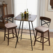 Load image into Gallery viewer, Set of 2 Wooden Swivel Bar Stools with Cushioned Seat and Open X Back-30 inches
