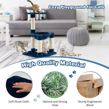 Load image into Gallery viewer, Multi-level Cat Tree with Scratching Posts and Cat Hammock-Blue
