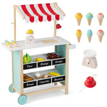 Load image into Gallery viewer, Kids Wooden Ice Cream Cart with Chalkboard and Storage
