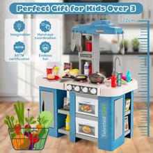 Load image into Gallery viewer, 67 Pieces Play Kitchen Set for Kids with Food and Realistic Lights and Sounds-Blue
