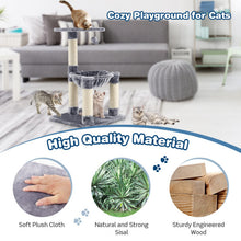 Load image into Gallery viewer, Multi-level Cat Tree with Scratching Posts and Cat Hammock-Gray
