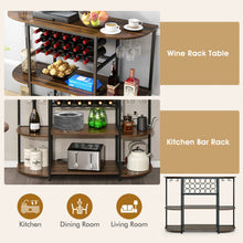 Load image into Gallery viewer, 47 Inches Wine Rack Table with Glass Holder and Storage Shelves-Rustic Brown
