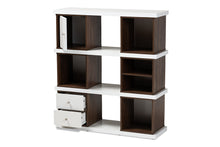 Load image into Gallery viewer, Baxton Studio Rune Modern and Contemporary Two-Tone White and Walnut Brown Finished 2-Drawer Bookcase
