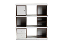 Load image into Gallery viewer, Baxton Studio Rune Modern and Contemporary Two-Tone White and Walnut Brown Finished 2-Drawer Bookcase
