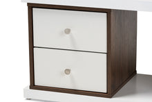 Load image into Gallery viewer, Baxton Studio Rune Modern and Contemporary Two-Tone White and Walnut Brown Finished 2-Drawer Bookcase
