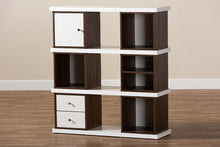 Load image into Gallery viewer, Baxton Studio Rune Modern and Contemporary Two-Tone White and Walnut Brown Finished 2-Drawer Bookcase
