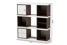 Load image into Gallery viewer, Baxton Studio Rune Modern and Contemporary Two-Tone White and Walnut Brown Finished 2-Drawer Bookcase
