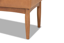 Load image into Gallery viewer, Baxton Studio Arvid Mid-Century Modern Tan Faux Leather Upholstered and Walnut Brown Finished Wood Dining Bench
