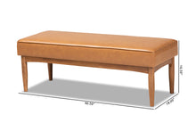 Load image into Gallery viewer, Baxton Studio Arvid Mid-Century Modern Tan Faux Leather Upholstered and Walnut Brown Finished Wood Dining Bench
