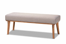 Load image into Gallery viewer, Baxton Studio Odessa Mid-Century Modern Grey Fabric Upholstered and Walnut Brown Finished Wood Dining Bench
