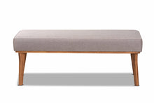 Load image into Gallery viewer, Baxton Studio Odessa Mid-Century Modern Grey Fabric Upholstered and Walnut Brown Finished Wood Dining Bench
