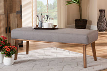 Load image into Gallery viewer, Baxton Studio Odessa Mid-Century Modern Grey Fabric Upholstered and Walnut Brown Finished Wood Dining Bench
