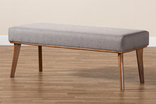 Load image into Gallery viewer, Baxton Studio Odessa Mid-Century Modern Grey Fabric Upholstered and Walnut Brown Finished Wood Dining Bench
