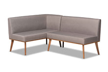 Load image into Gallery viewer, Baxton Studio Odessa Mid-Century Modern Grey Fabric Upholstered and Walnut Brown Finished 2-Piece Wood Dining Nook Banquette Set
