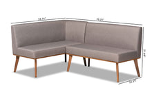 Load image into Gallery viewer, Baxton Studio Odessa Mid-Century Modern Grey Fabric Upholstered and Walnut Brown Finished 2-Piece Wood Dining Nook Banquette Set
