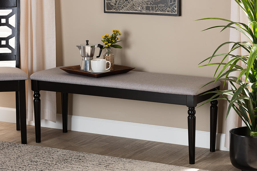 Baxton Studio Giovanni Modern and Contemporary Grey Fabric Upholstered and Dark Brown Finished Wood Dining Bench