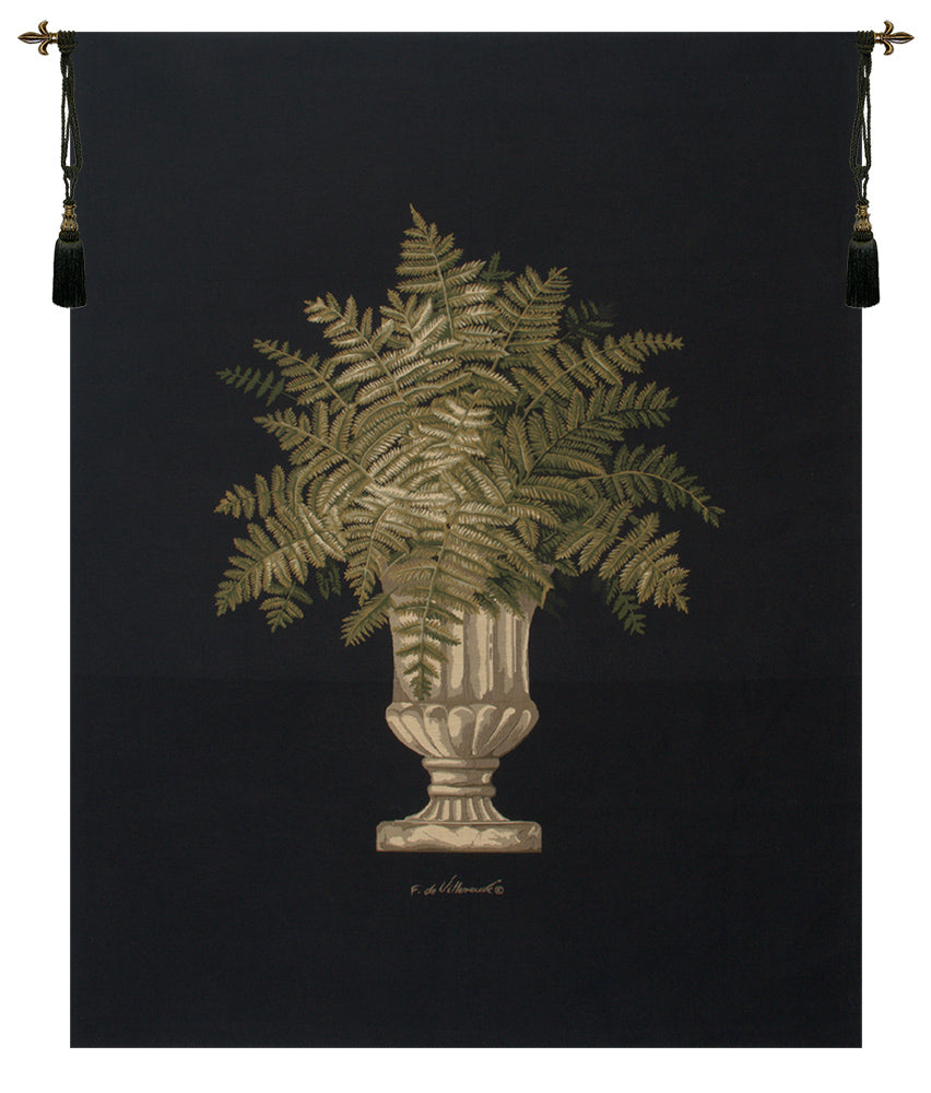 Fern Black Large European Tapestry