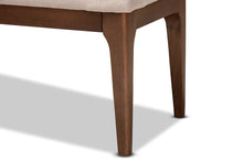 Load image into Gallery viewer, Baxton Studio Walsh Mid-Century Modern Beige Fabric Upholstered and Walnut Brown Finished Wood Dining Bench
