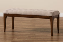 Load image into Gallery viewer, Baxton Studio Walsh Mid-Century Modern Beige Fabric Upholstered and Walnut Brown Finished Wood Dining Bench
