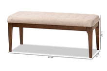 Load image into Gallery viewer, Baxton Studio Walsh Mid-Century Modern Beige Fabric Upholstered and Walnut Brown Finished Wood Dining Bench
