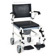 Load image into Gallery viewer, 4-in-1 Bedside Commode Chair Commode Wheelchair with Detachable Bucket
